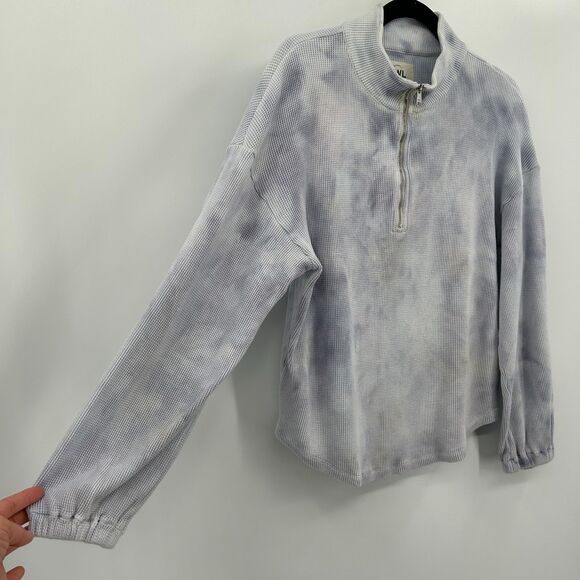 MADEWELL MWL Purple Tie Dye Waffle Knit Half Zip Pullover Sweater Size Medium - Picture 8 of 10